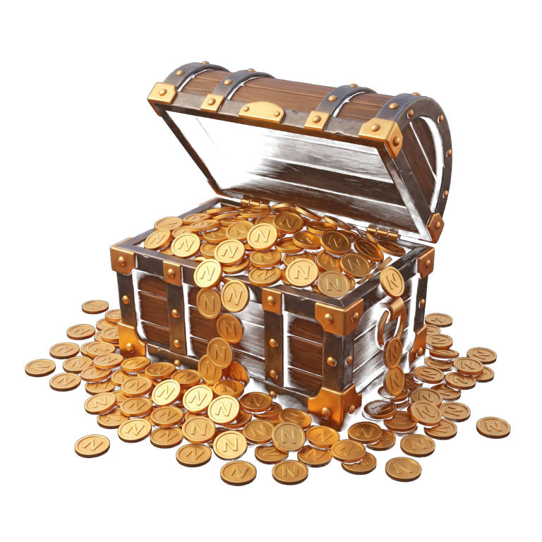 Treasure chest of coins
